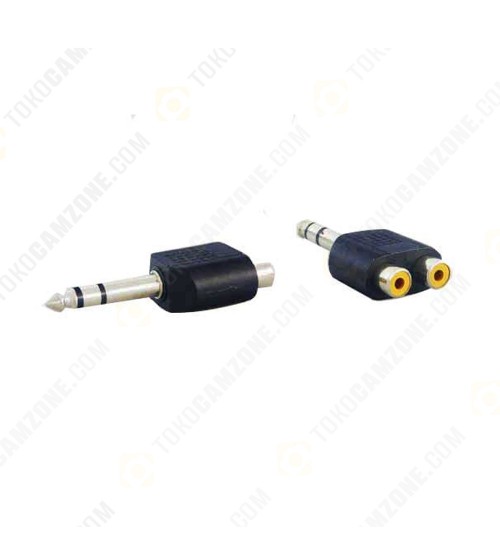 Cabang RCA Female To Jack MIC 6.5mm | 1/4 Male STEREO Plastik